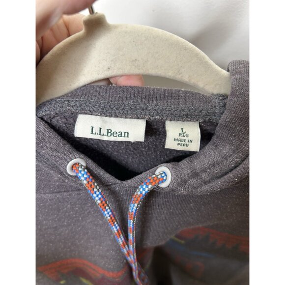 L.L. Bean Hoodie Pullover Vintage Gray Retro Graphic Long Sleeve Unisex Size L - Picture 8 of 9